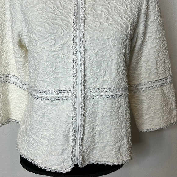 Laura Ashley size Medium Petite 3/4 sleeve zip up cardigan / blazer - Picture 4 of 12